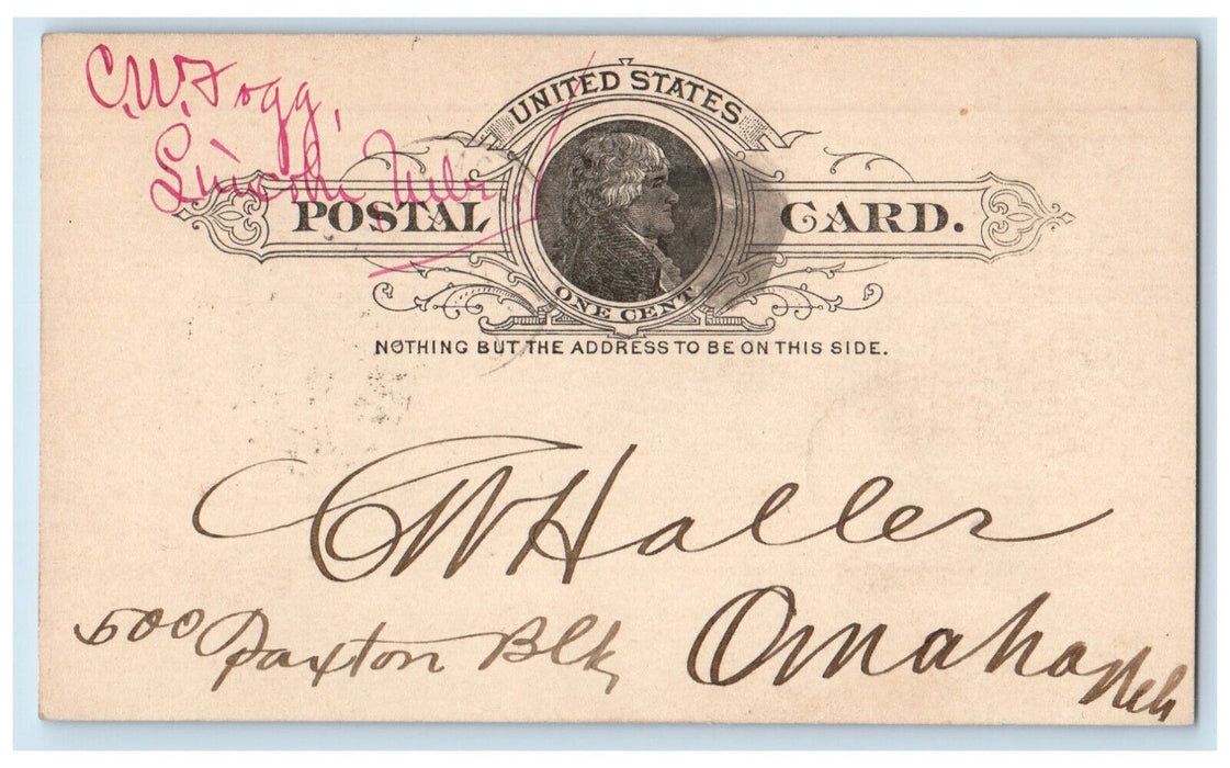 c1880's C.W. Haller CW Flogg Lincoln Omaha Nebraska NE Posted Postal Card