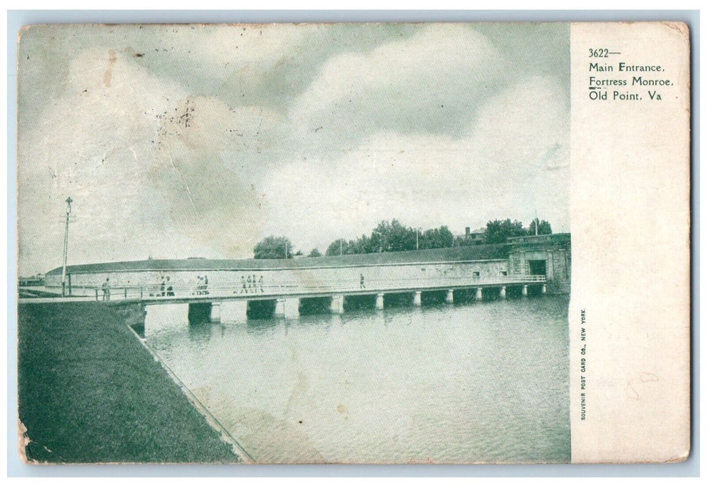 1909 View Of Main Entrance Fortress Monroe Old Point Virginia VA Posted Postcard