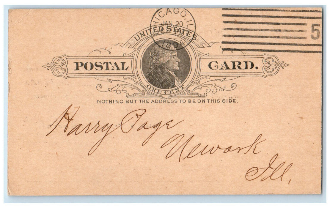 1894 John A. Tolman Company Wholesale Grocers Chicago IL Newark IL Postal Card