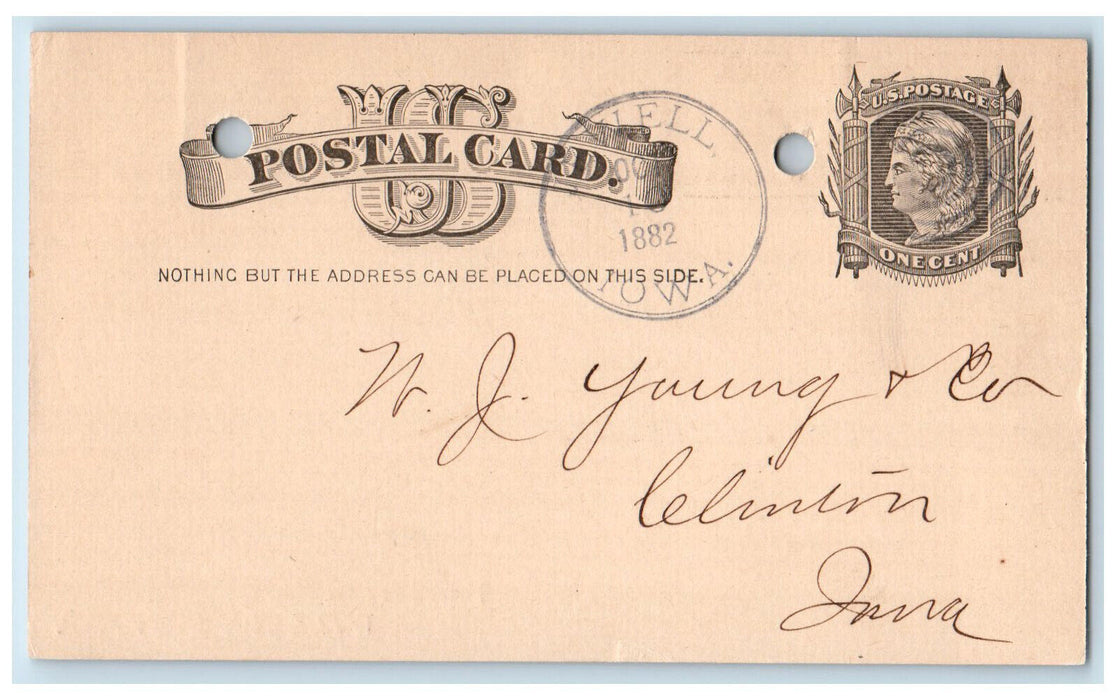 1882 William Stevens Lumber Jewell Junction Iowa IA Clinton IA Postal Card