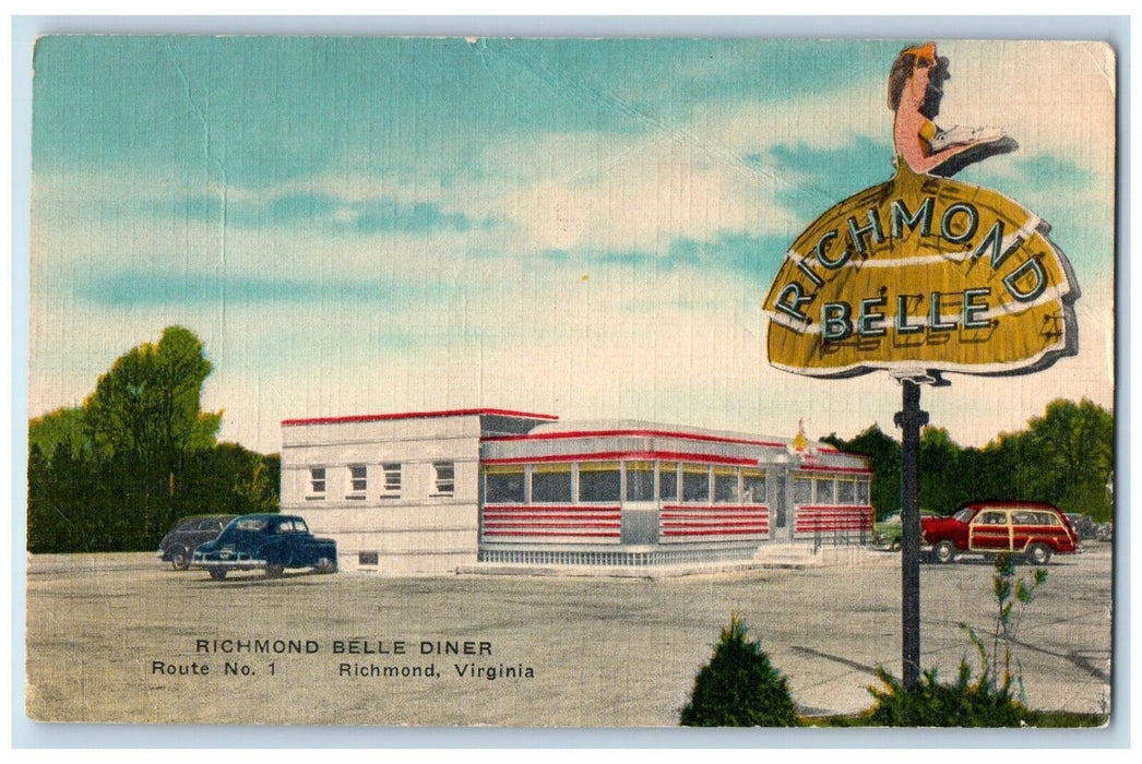 Richmond Belle Diner Restaurant Cars Richmond Virginia VA Vintage Postcard