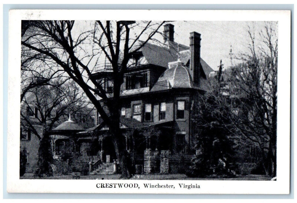 Winchester Virginia VA, Crestwood Townhouse Mansion Scene Street Postcard