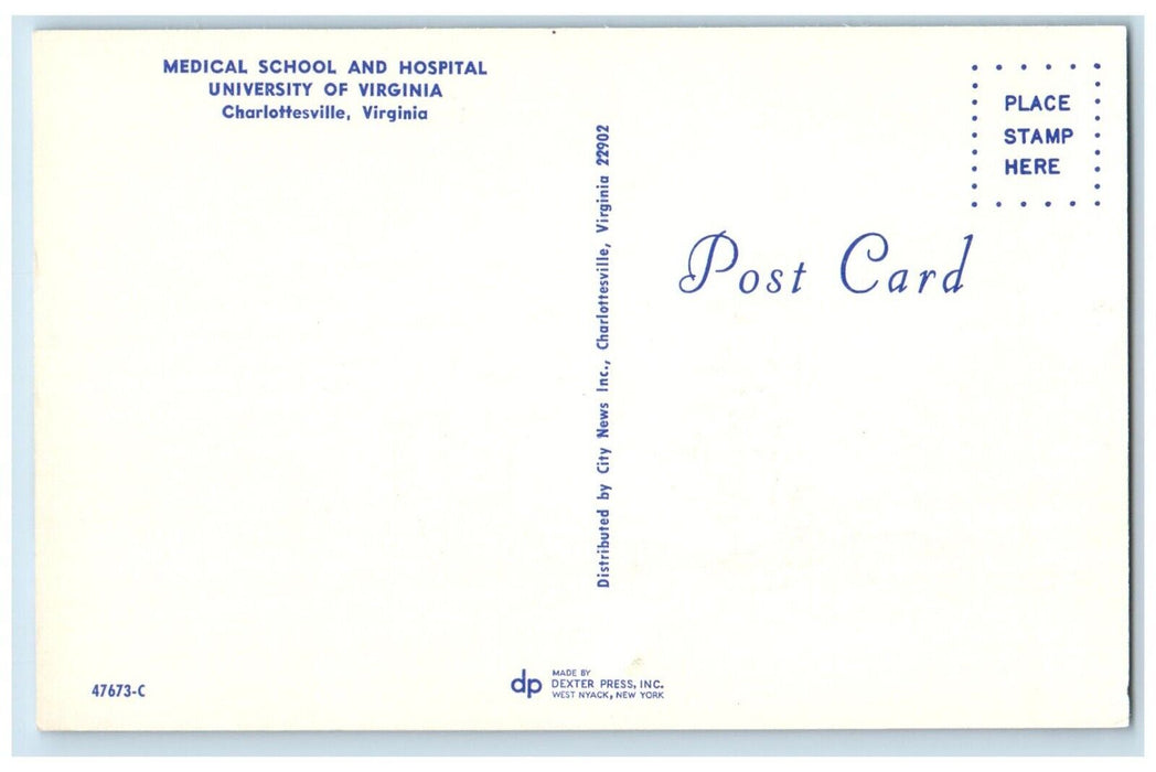 Medical School And Hospital University Of Virginia Charlottesville VA Postcard