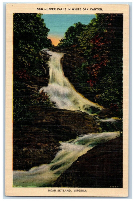 Upper Falls In White Oak Canyon Near Skyland Virginia VA, Waterfalls Postcard