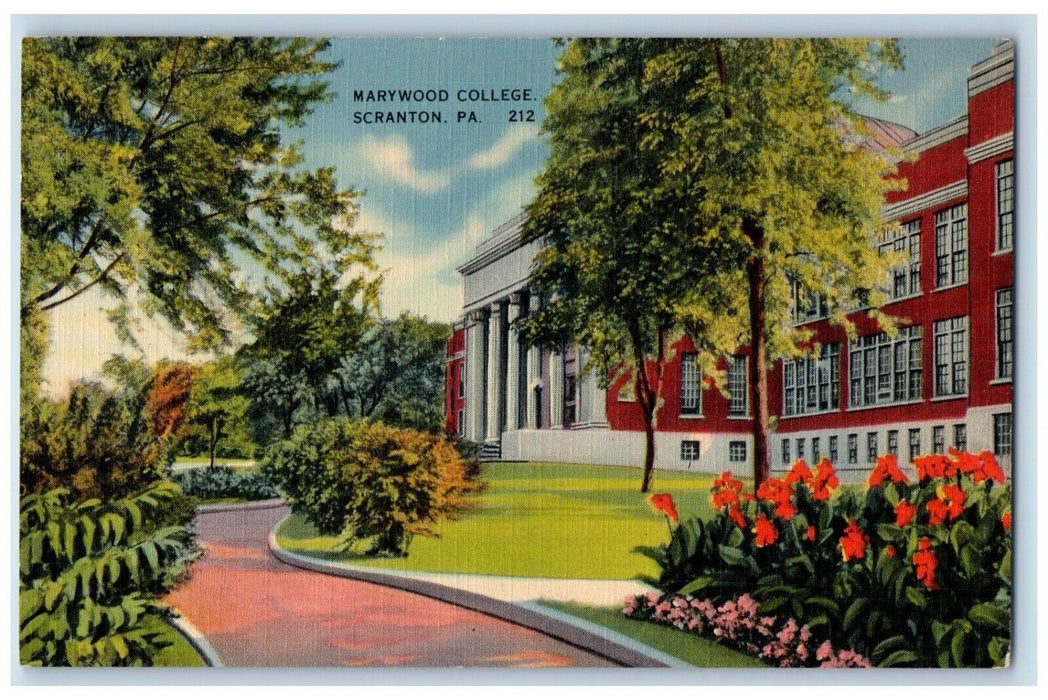 c1930's Marywood College Building Flowers Scranton Pennsylvania PA Postcard