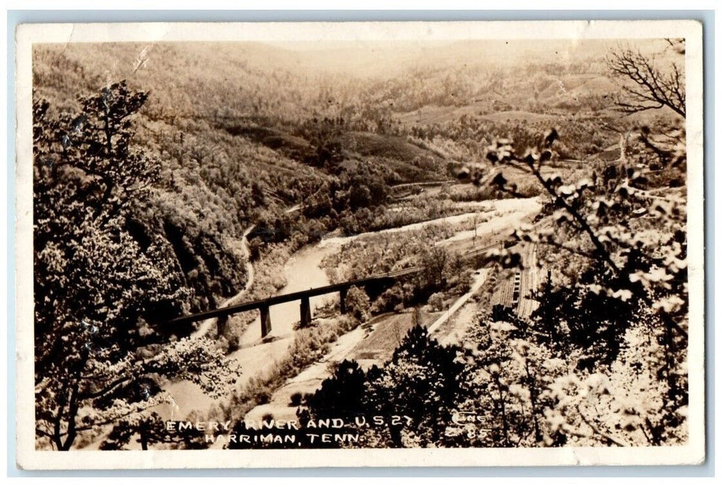 1942 Emery River US 27 Cline Harriman Tennessee TN RPPC Photo Posted Postcard