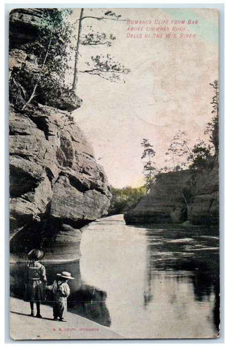 1909 Romance Cliff Bar Chimney Rock Dells Wisconsin River Vintage WI Postcard