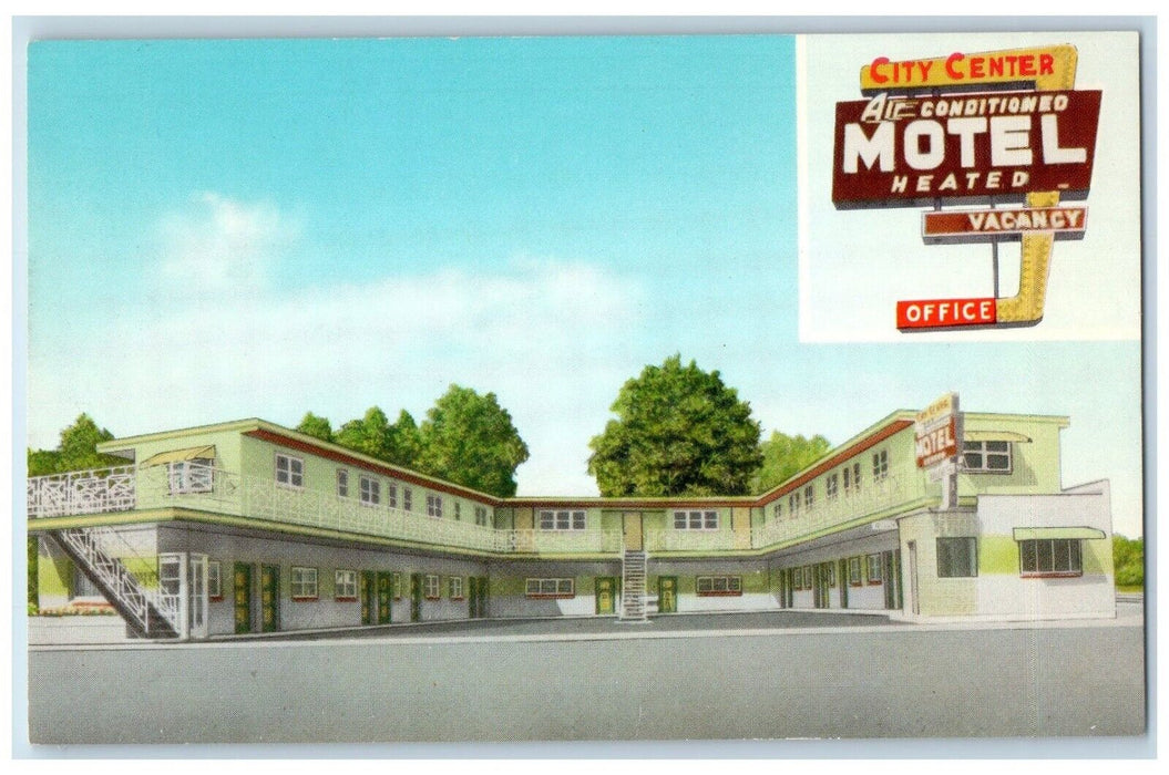 1960 Exterior View City Center Motel Building Mauston Wisconsin Antique Postcard