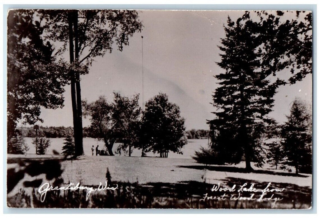c1920's Wood Lake From Forest Wood Lodge Grantsburg WI RPPC Photo Postcard