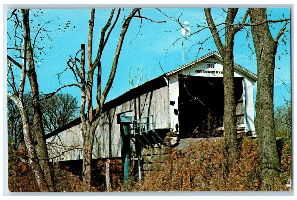 c1960 Mansfield Bridge Parke County Indiana IN Vintage Antique Unposted Postcard