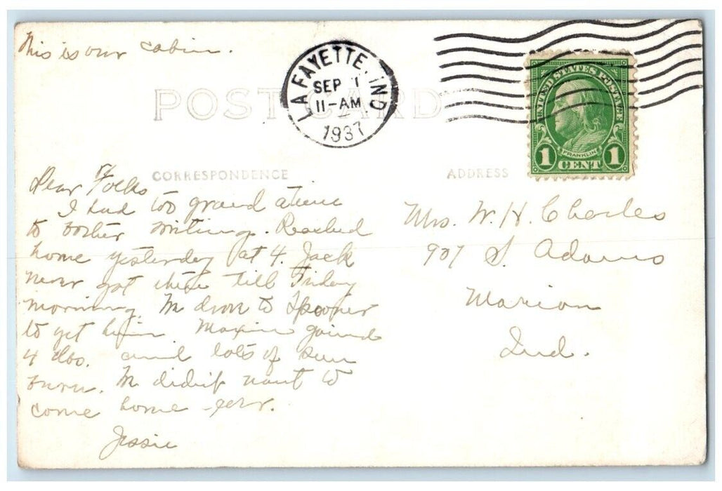 1937 Wold's Resort Barker Lake Wisconsin Winter WI RPPC Photo Posted Postcard