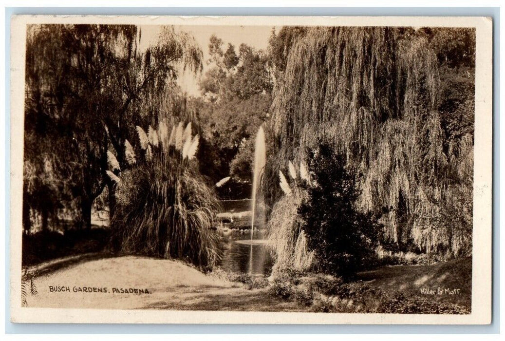 c1920's Busch Gardens Fountain View Pasadena California CA RPPC Photo Postcard