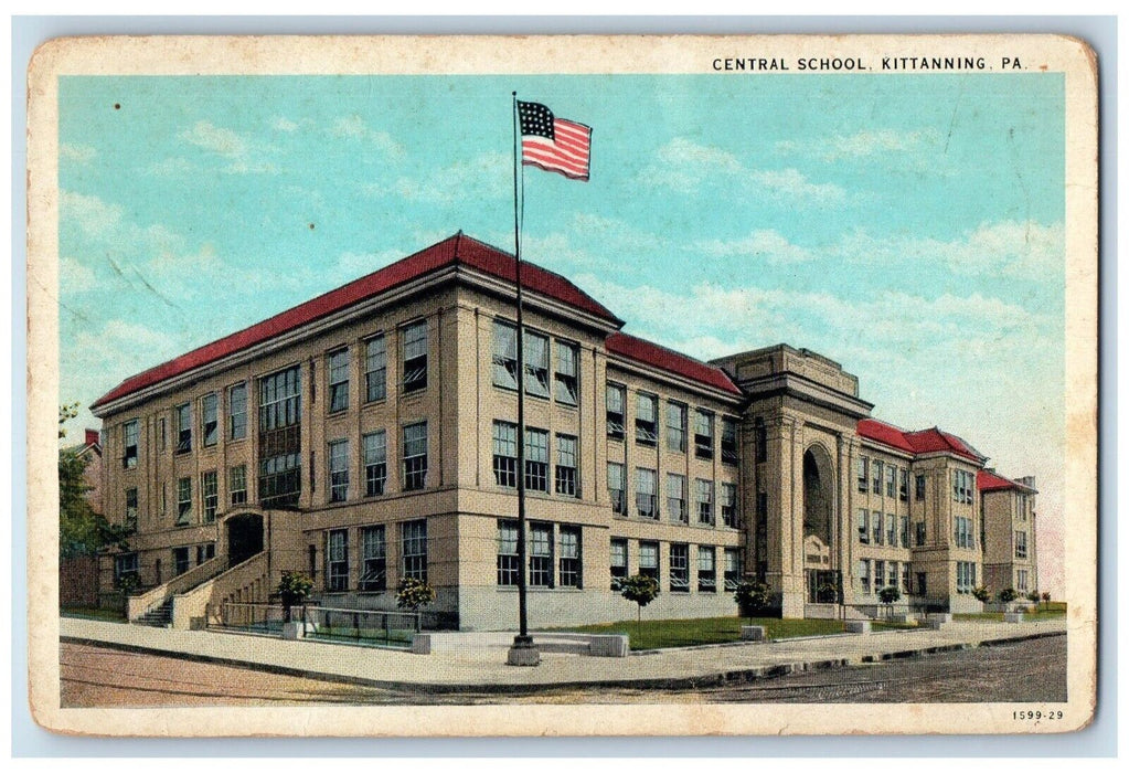 1910 Central School Building Scene Street Kittanning Pennsylvania PA Postcard