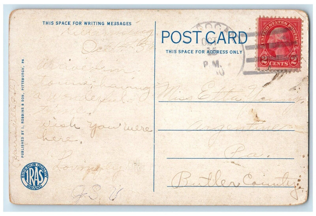 1910 Central School Building Scene Street Kittanning Pennsylvania PA Postcard