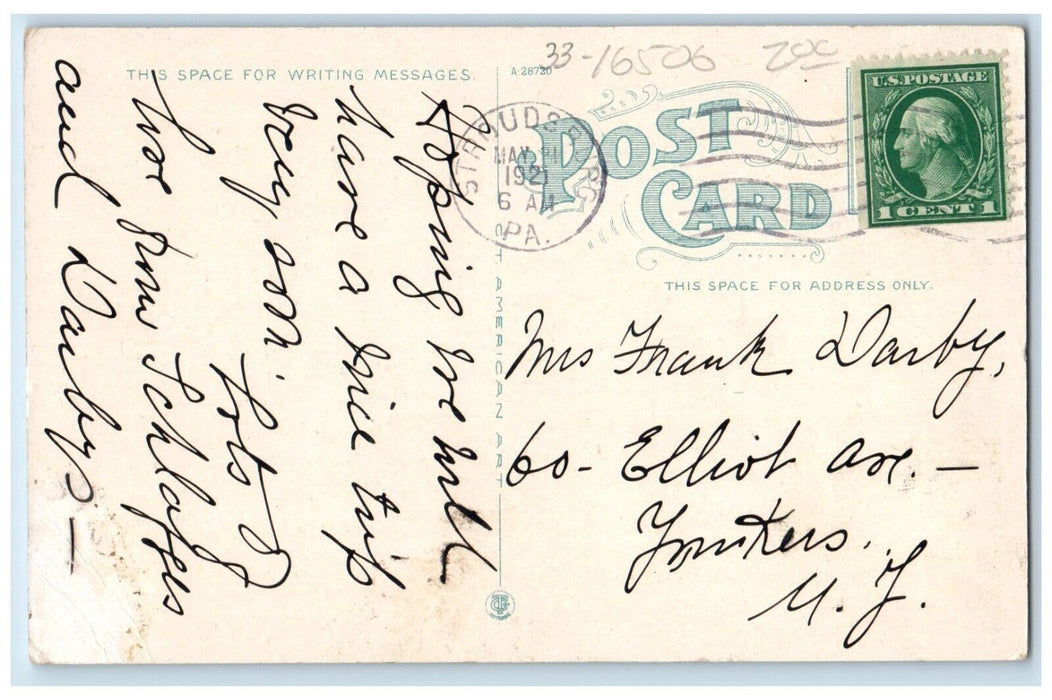 1921 Indian Queen Hotel Building Dirt Road Stroudsburg Pennsylvania PA Postcard
