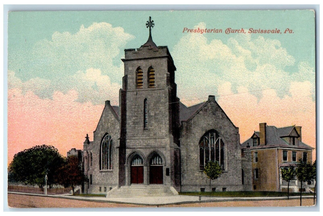 c1910's Presbyterian Church Street View Swissvale Pennsylvania PA Postcard