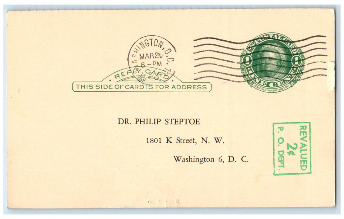 1953 Washington Gynecological Society Meeting Washington DC Postal Card