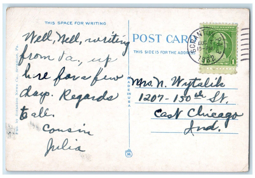 1932 Hotel Jermyn Scranton PA, On The Lackawanna Trail Cars Stores Postcard