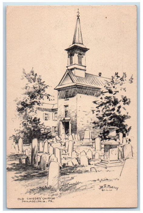 c1940's Old Swede's Church Cemetery Philadelphia Pennsylvania PA Postcard