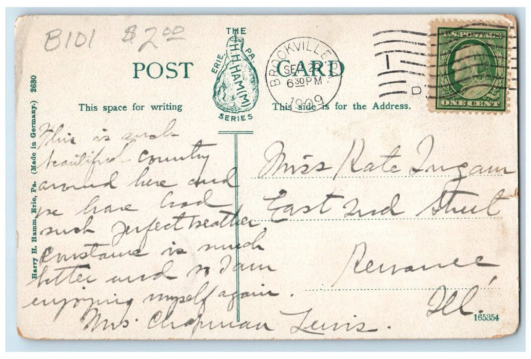 1909 Scene Near Brookville Pennsylvania PA, Girls Canoeing Antique Postcard