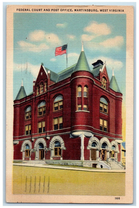 1946 Federal Court and Post Office Martinsburg West Virginia WV Postcard