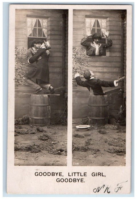 1906 Crossdressing Men Kissing Barrel Fricks Pennsylvania PA RPPC Photo Postcard