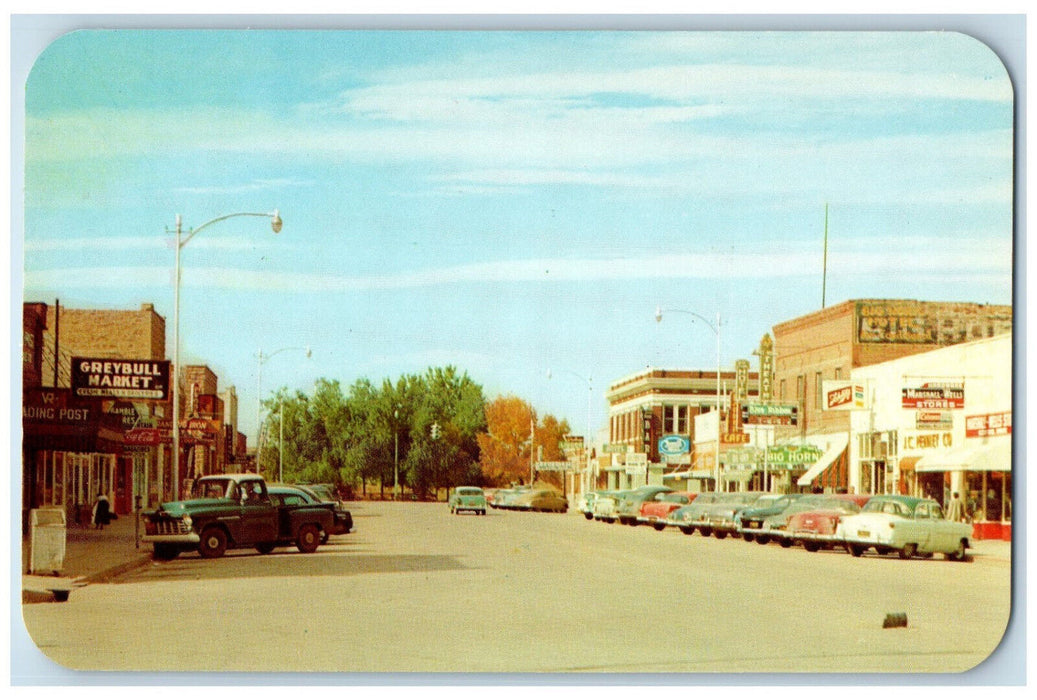 c1960's Greybull Market Trading Post Business District Greybull WY Postcard