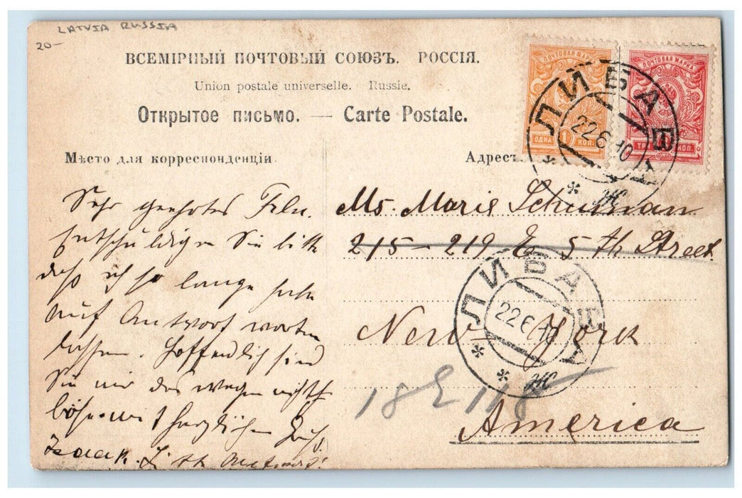 1910 Man Sat On Chair Mustache Studio Portrait Latvia Russia RPPC Photo Postcard
