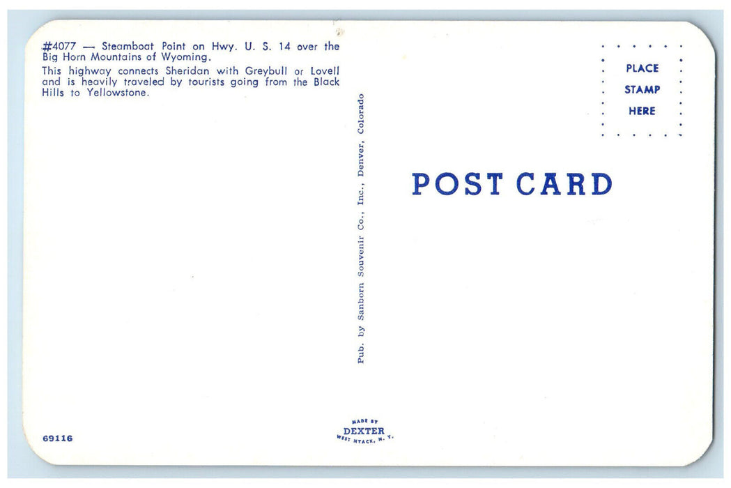 c1960's Steamboat Point Over Big Horn Mountains of Wyoming WY Postcard