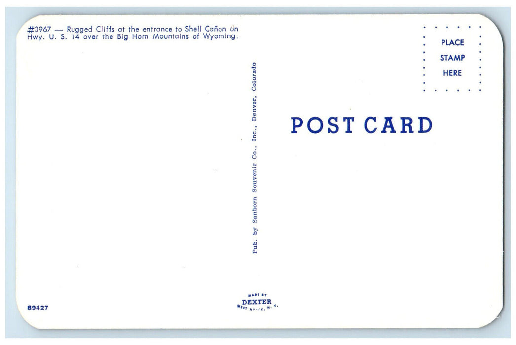 c1960's Rugged Cliffs at the Entrance to Shell Canon Wyoming WY Postcard