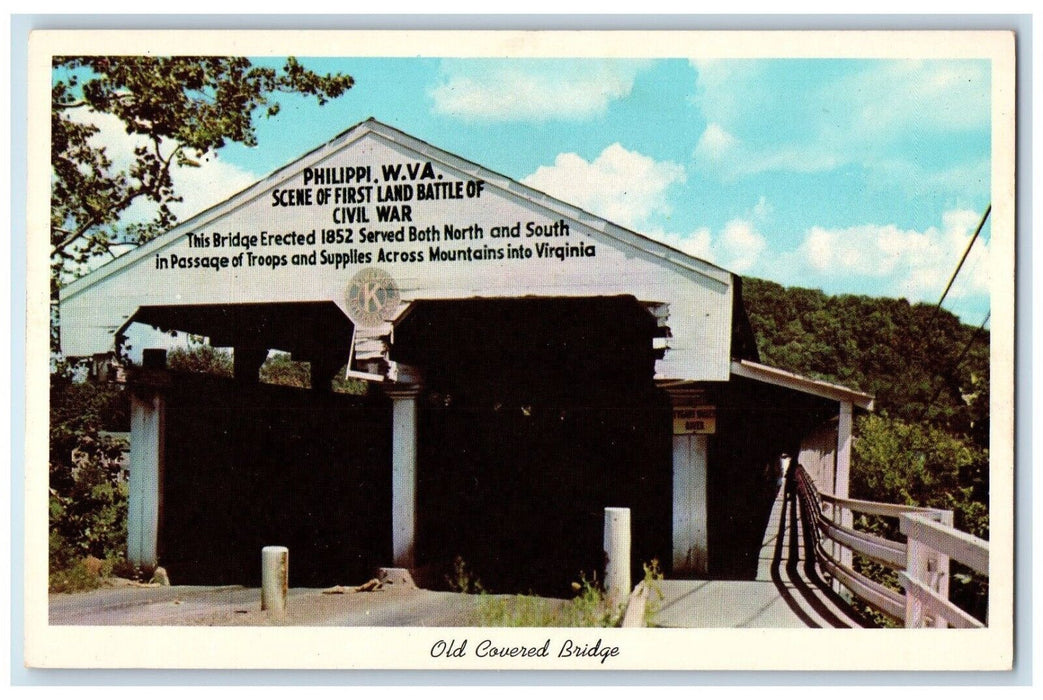 1960 Old Covered Bridge Philippi West Virginia Vintage Antique Unposted Postcard