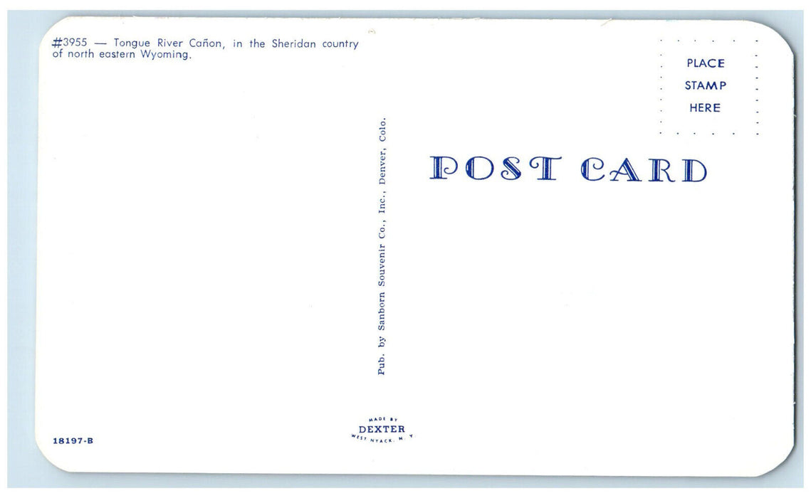 c1960's Tongue River Canon in the Sheridan Country Wyoming WY Postcard