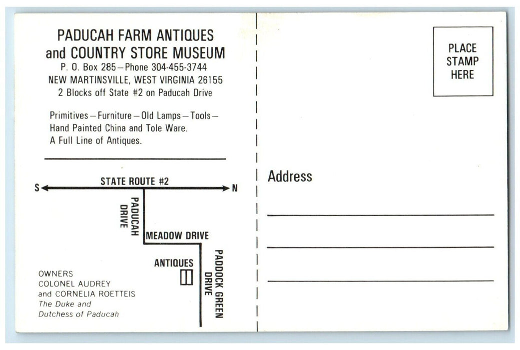 1960 Paducah Farm Antiques Country Store New Martinsville West Virginia Postcard