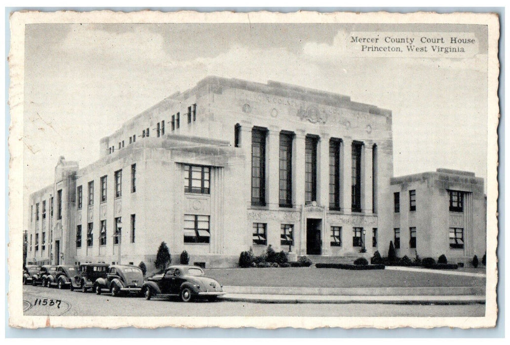 1942 Mercer County Court House Building Princeton West Virginia Vintage Postcard