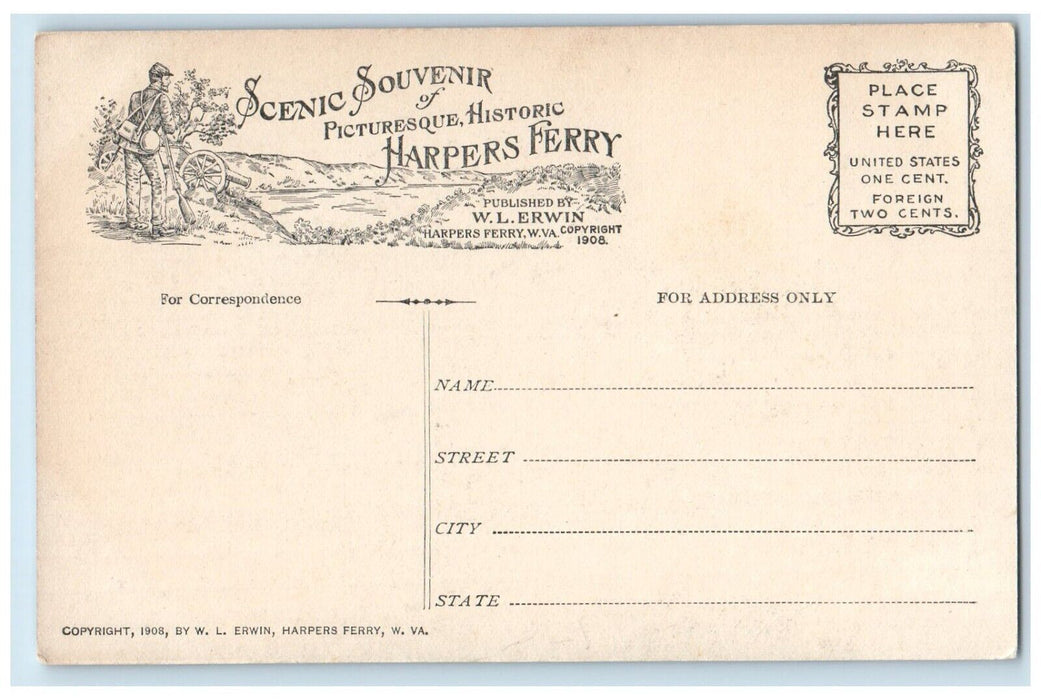 c1910 Chimney Rock Rugged Mountain West Virginia Souvenir Harpers Ferry Postcard