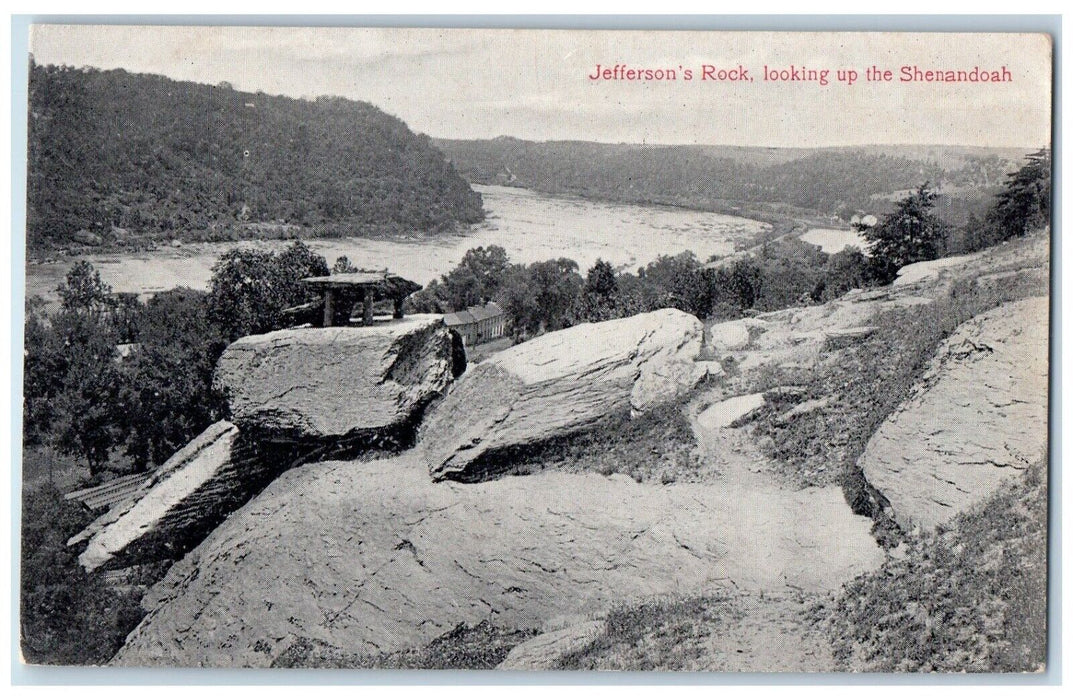 c1910 Jefferson Rock Looking Up Shenandoah West Virginia Harpers Ferry Postcard