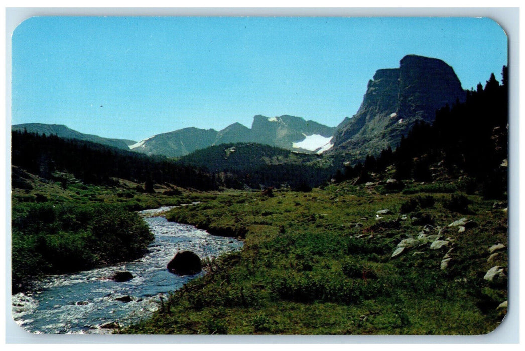 c1960's Washakie Creek and Washakie Park Jagged Peaks Wyoming WY Postcard
