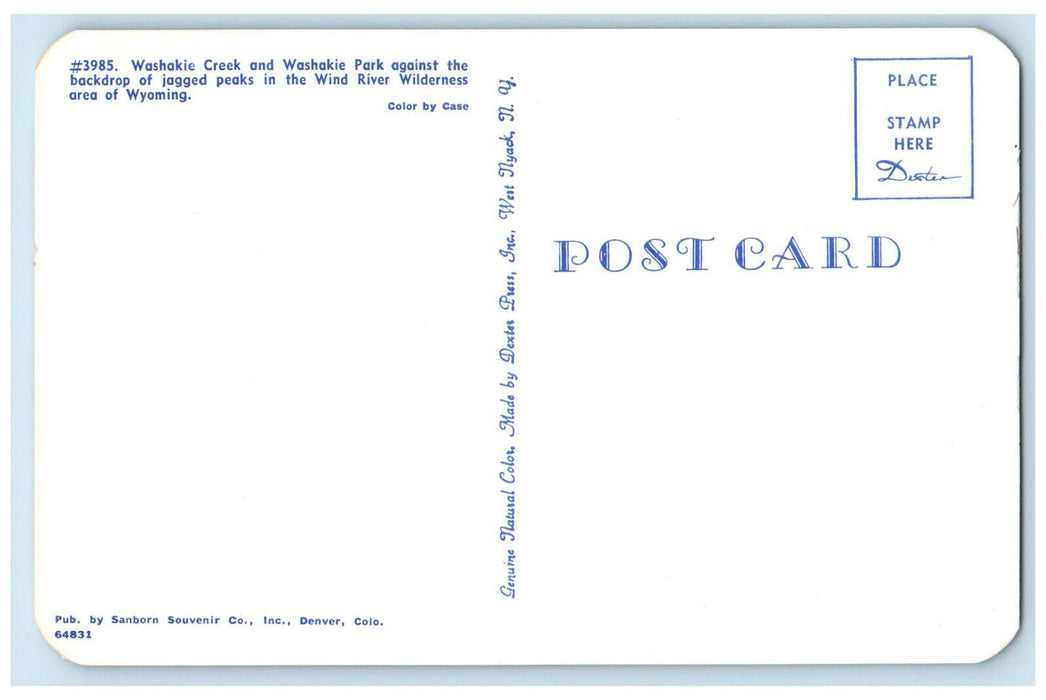 c1960's Washakie Creek and Washakie Park Jagged Peaks Wyoming WY Postcard