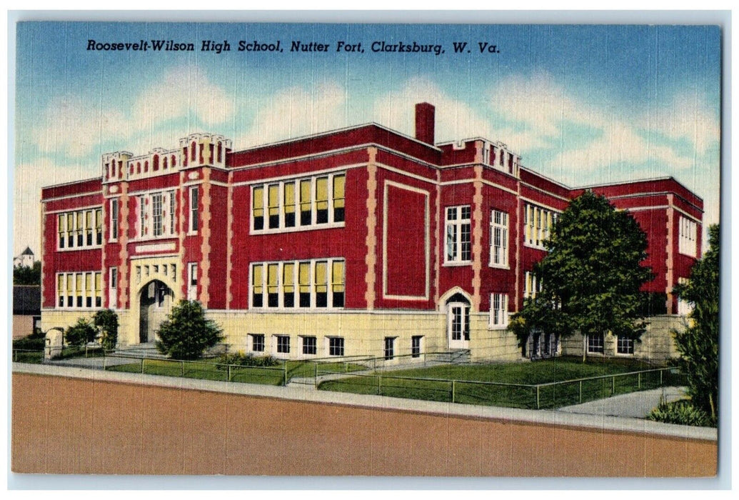 1940 Roosevelt Wilson High School Clarksburg West Virginia W VA Vintage Postcard