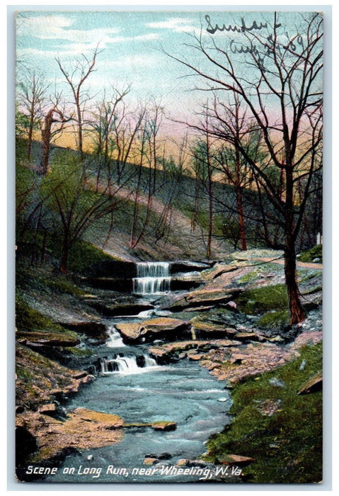 1909 Scene Long Run Near Wheeling River West Virginia Vintage Antique Postcard