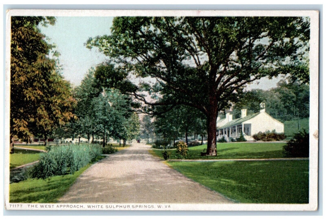 c1910 West Approach White Sulphur Springs West Virginia W VA Phostint Postcard