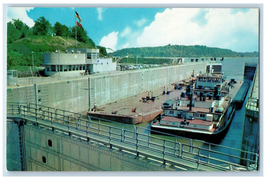 c1960s Passing Through The Locks Gigantic Kentucky Dam Gilbertsville KY Postcard