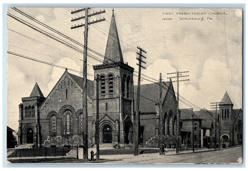 1909 First Presbyterian Church Wilkinsburg Pennsylvania PA Antique Postcard