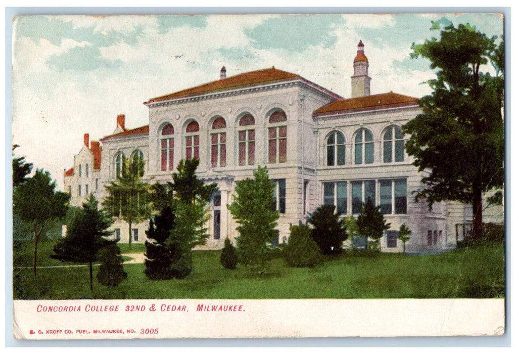 1908 Concordia College 32nd & Cedar Milwaukee Wisconsin WI Antique Postcard