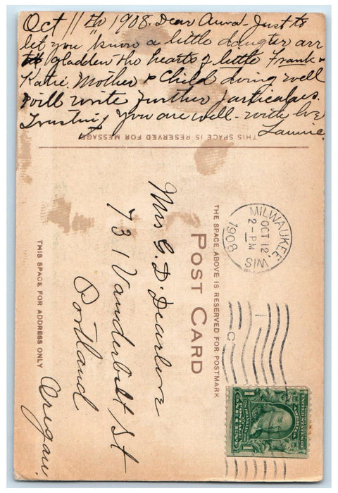 1908 Concordia College 32nd & Cedar Milwaukee Wisconsin WI Antique Postcard