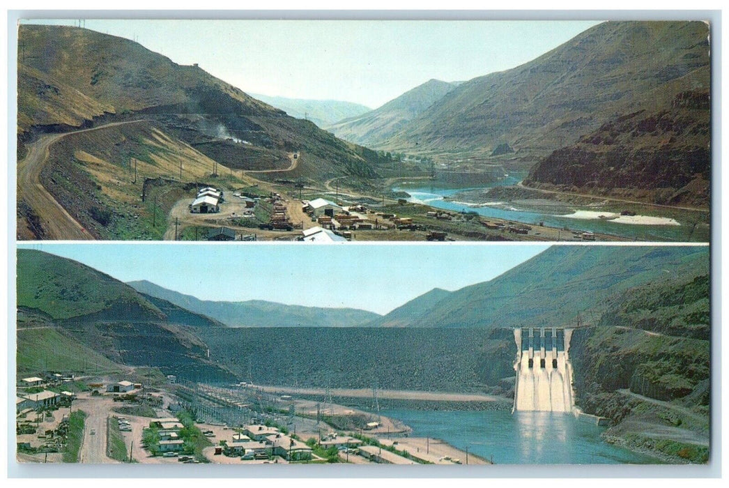 1960 Multi-View Brownlee Dam Snake River Idaho Unposted Vintage Antique Postcard