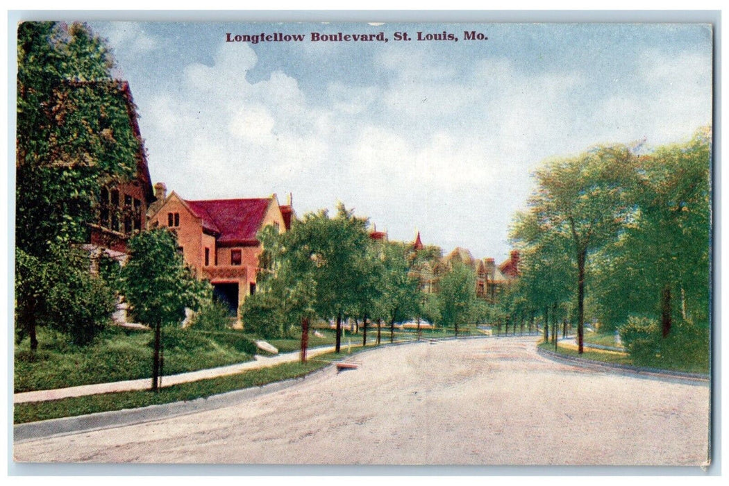 c1910 Scenic View Longfellow Boulevard Street Road St Louis Missouri MO Postcard