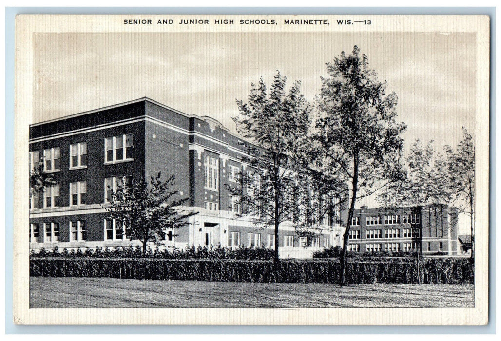 c1940's Senior and Junior High Schools Marinette Wisconsin WI Vintage Postcard