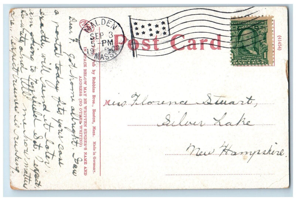 1908 Bridge Pine Banks Road Trees Malden Massachusetts Vintage Antique Postcard