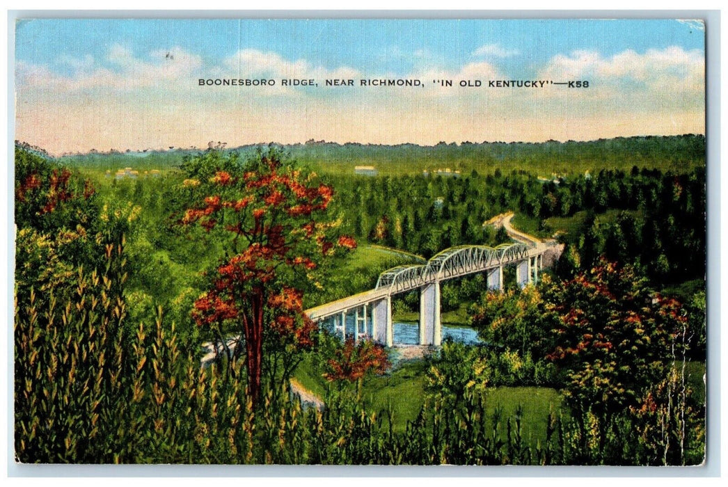 1946 Birds Eye Aerial View Boonesboro Bridge Richmond Old Kentucky KY Postcard